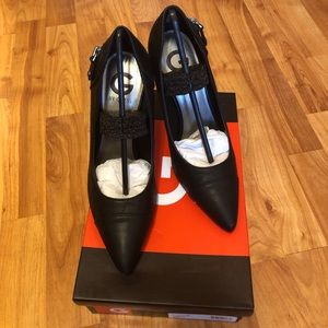 Leather black high heels